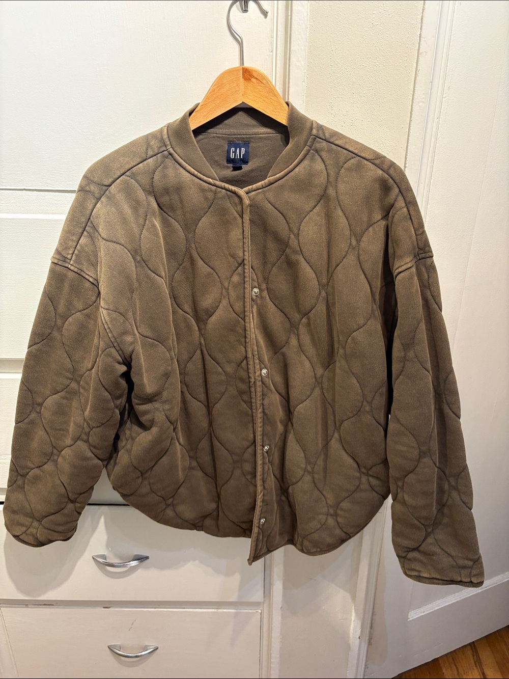 GAP Olive Green Quilted Bomber Jacket - Men's